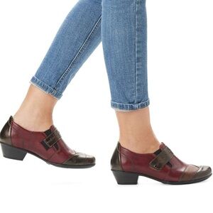 Remonte D7304 Red Combo Women’s Leather Block Heel Shoes Size 41 New in Box